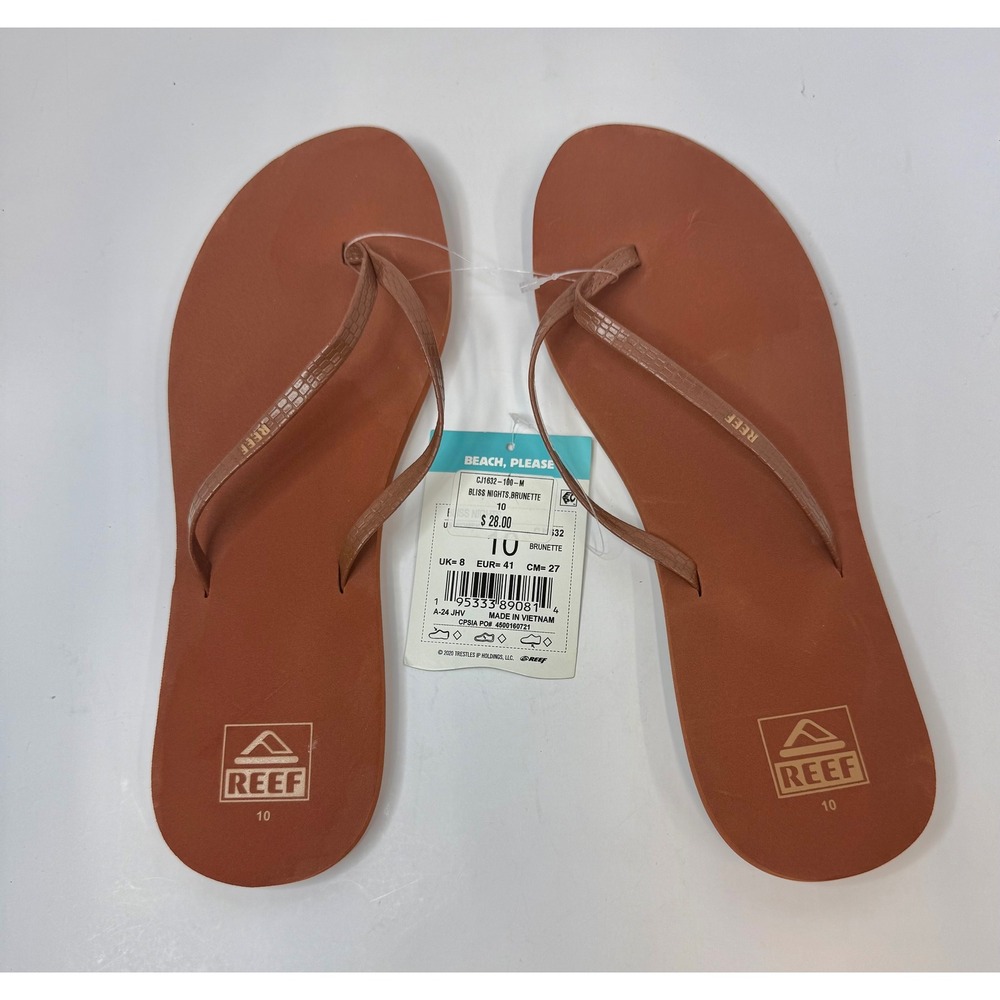 Reef Bliss Nights Brunette slim Sandals Flip Flops Size 10 Women